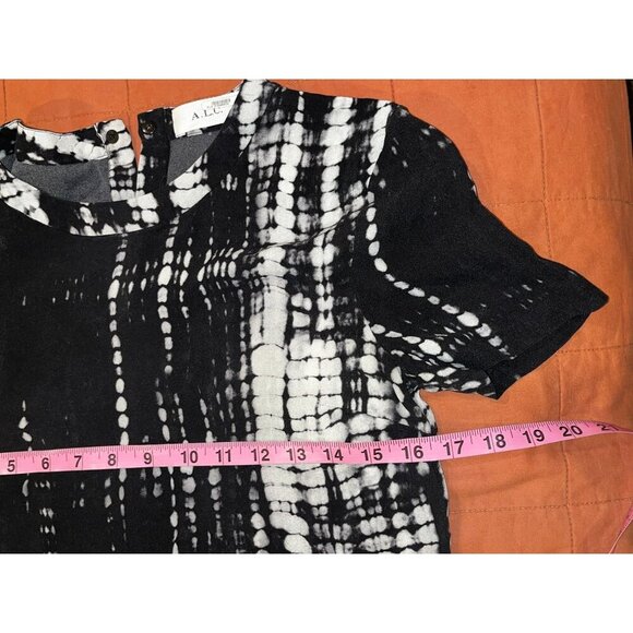 ALC Louis tie dye SILK Abstract Shift dress ruffle Size 4 Dress - Picture 6 of 10